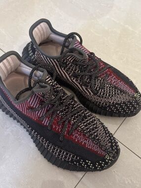 Yeezy Athletic Knit Sneakers in Black, Red & Cream